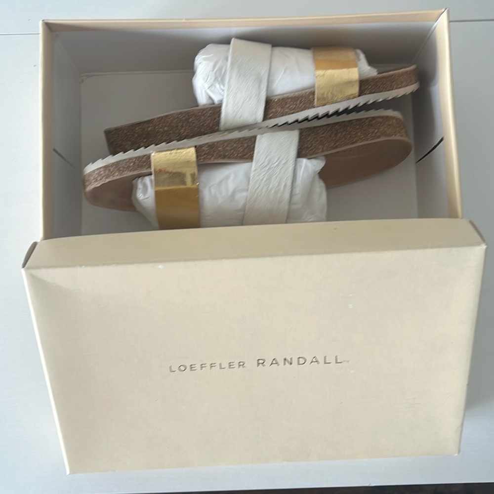 LOEFFLER RANDALL Paz Footbed Sandal in Gold/White